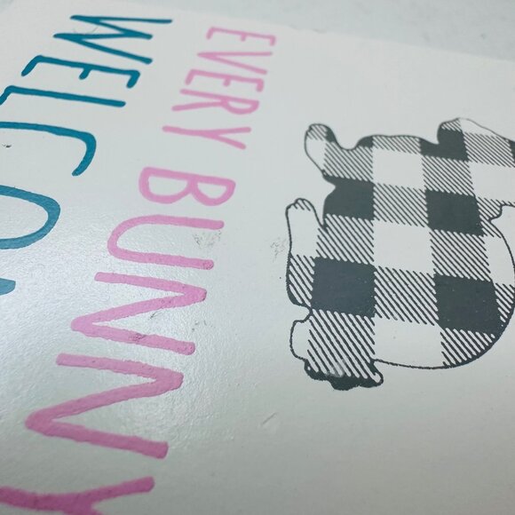 EVERY BUNNY WELCOME Easter decor buffalo plaid springtime tiered tray decoration - Picture 6 of 7